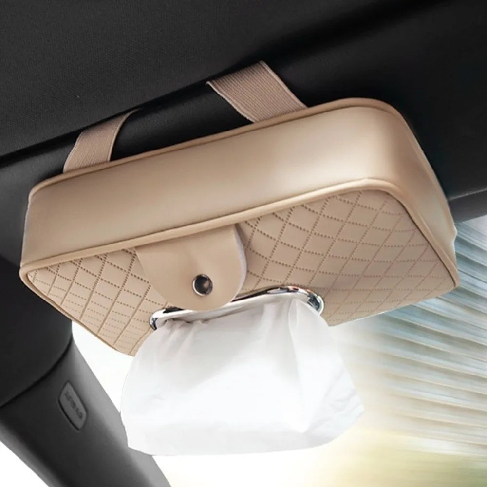 Thickened Car Visor Tissue Box Multi-functional PU Leather Sun Holder Zpaxo