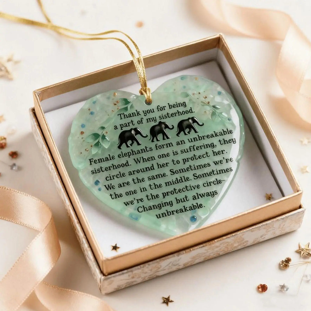 Elephant Sisterhood Ornament Heart Shaped 2D Acrylic Christmas Tree