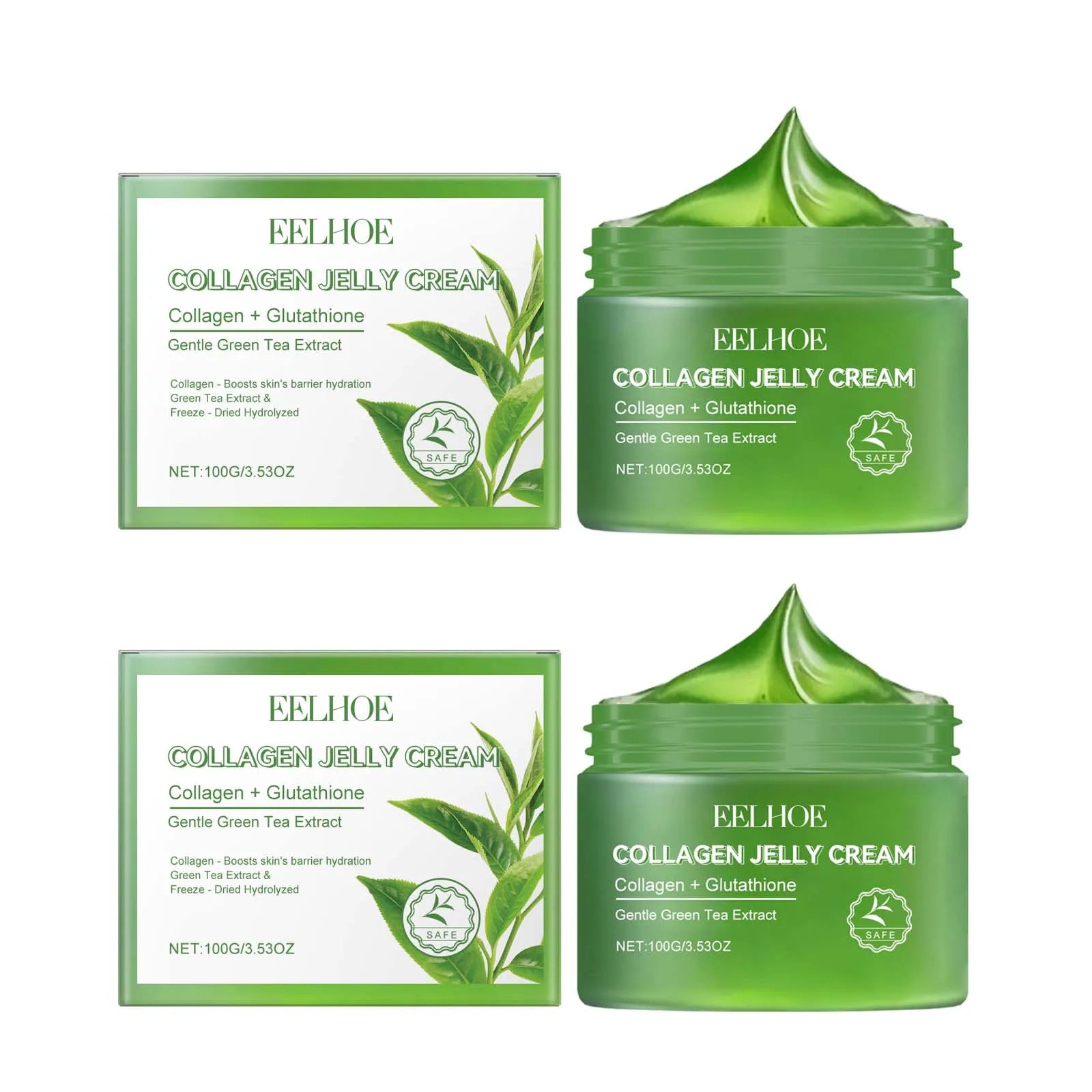 Green Tea Collagen Jelly Cream – Pore Shrinking Moisturizer Facial Jelly Cream Zpaxo 2 x 100g boxed