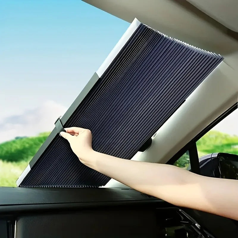Aluminum Car Sunshade Curtain, Automatic Retractable UV Protection, Heat Insulation, Easy Installation, Universal Fit Zpaxo black