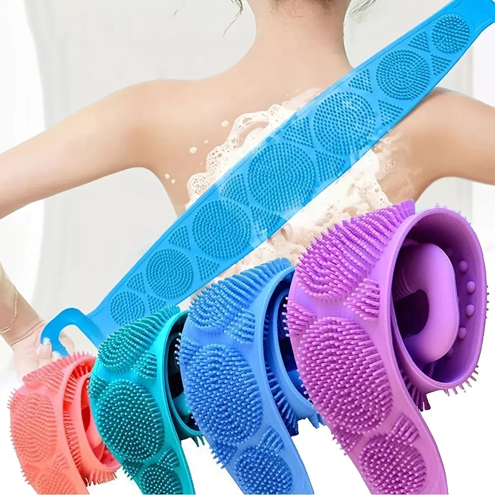 4-Piece Silicone Body Scrubber Set – Exfoliating Bath Brush & Back Strap Body Scrubber Set Zpaxo