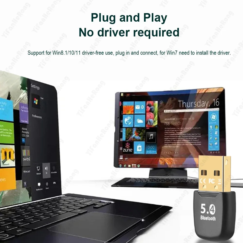 Music Audio Receiver Transmitter USB Adapter Bluetooth-compatible 5.4 Dongle Adaptador for PC Wireless Mouse Keyborad Laptop Zpaxo Default Title
