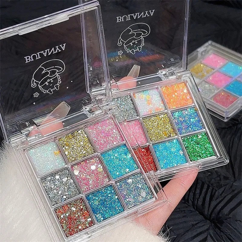 9Color Glitter Eyeshadow Palette Pearly Eyeshadow Palette Makeup Korean Charming Eye Glitter Palette Shiny Eye Shadow Pigments Zpaxo
