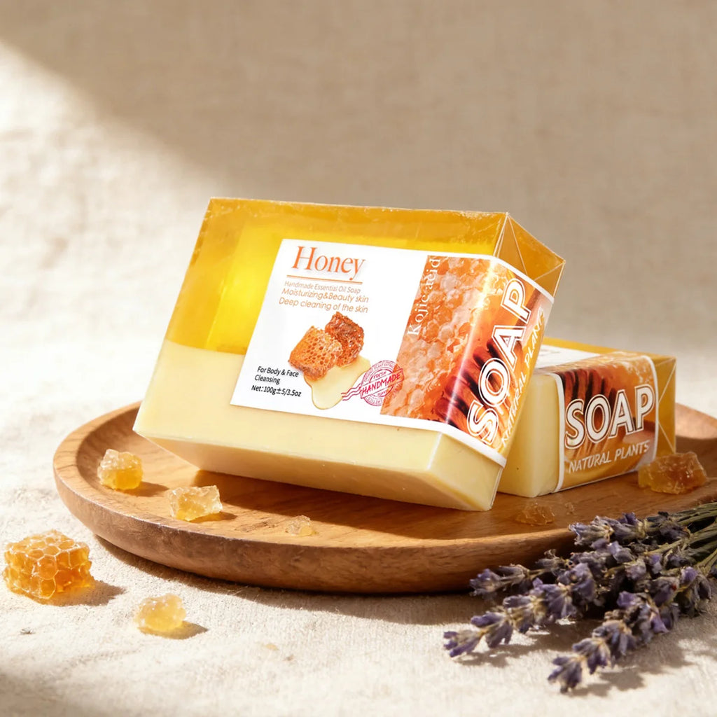 Two tone honey goat milk handmade soap cleansing essential oil soap refreshing oil control bath soap Zpaxo