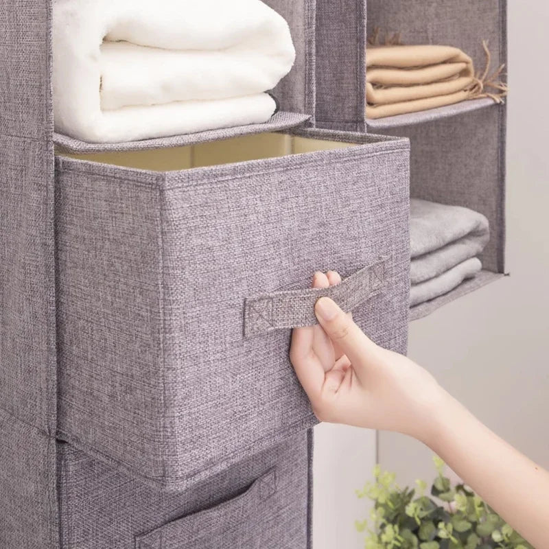 Multi-Layer Hanging Closet Organizer Hanging Bag/Shelf,Collapsible Wardrobe Sundries Organizer washable fabric Zpaxo