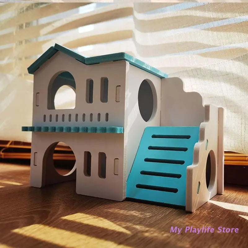 Hamster Wood House Hut Small Animal Rat Mouse Sleeping Nest Wooden Toy Habitats Decor Chinchilla Nest DIY Hideout Hut Zpaxo