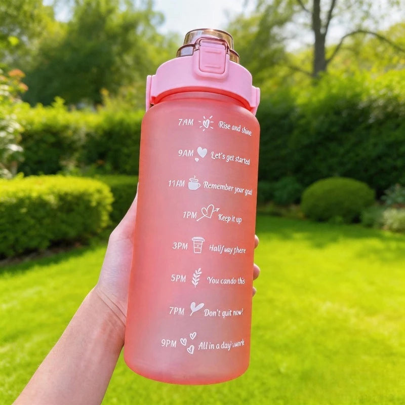 Gallon Water Bottle Motivational Time Marker Removable Straw Flip Lid