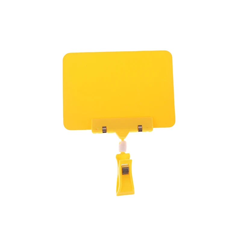1 Pc Fruit Price Tag Clip Wear-resistant PVC Waterproof Whiteboard Holder Merchandise Display & Food Advertising Sign Clip Zpaxo A6 yellow
