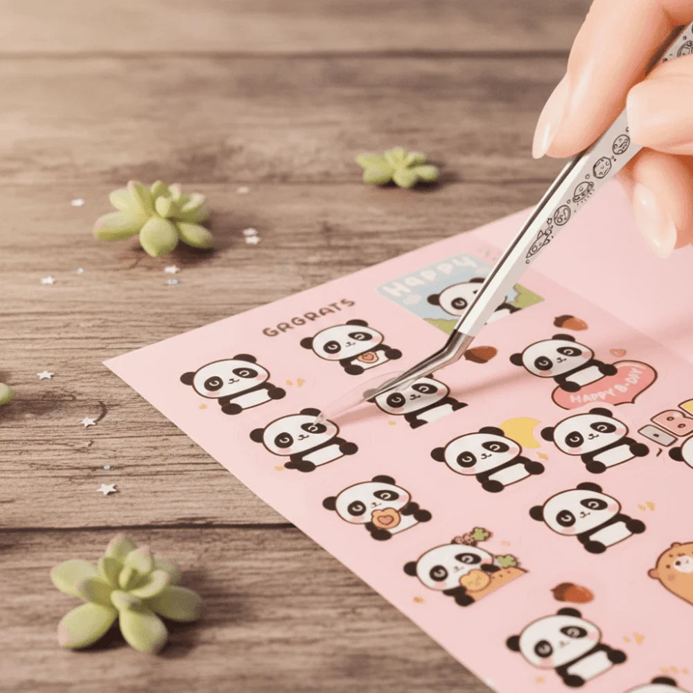 Stainless Steel Curved Stickers Tweezers Anti-static Cartoon Lashes Zpaxo