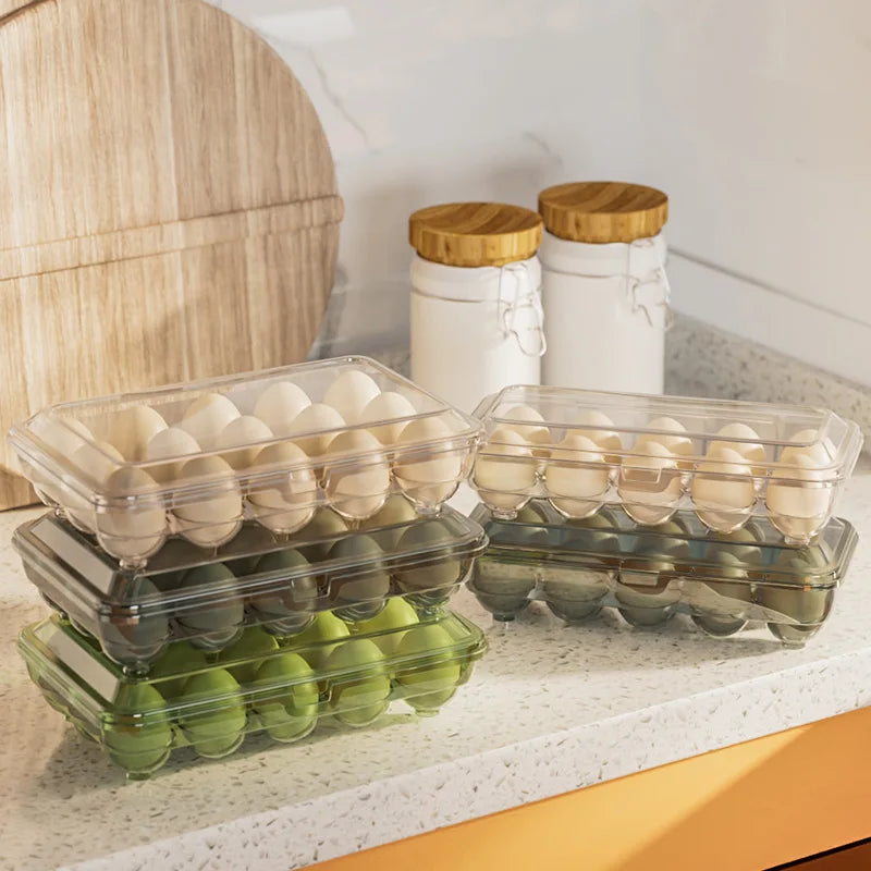 Egg Storage Box with Lid – 10 or 15 Grid Fridge Organiser