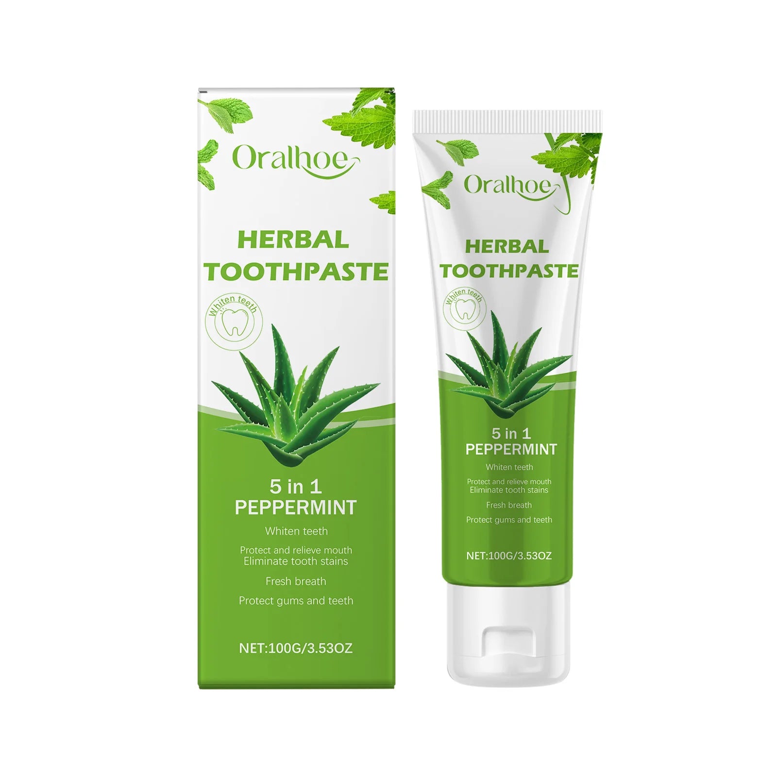 Oralhoe Aloe Vera Toothpaste – Whitening & Enamel Protection Whitening Toothpaste Zpaxo 100g boxed