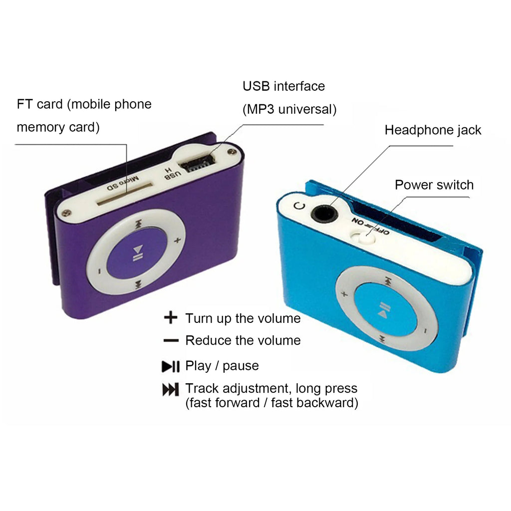Mini Portable USB MP3 Player Clip Waterproof Sport Compact Metal
