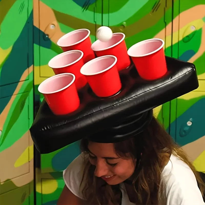 Inflatable Triangle Hat for Ping Pong Toss Game Fun Tossing Props Inflatable Beer Soda Drink Cup Holder Exciting Party Toys Zpaxo