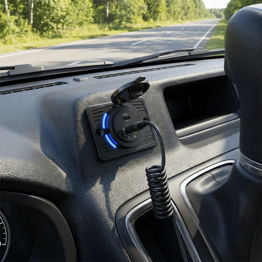 12V 24V Compatible Panel Mount USB Charger 2-4 Ports Shockproof Rubber Gaskets USB Charger Socket Compact Embedded Panel Zpaxo