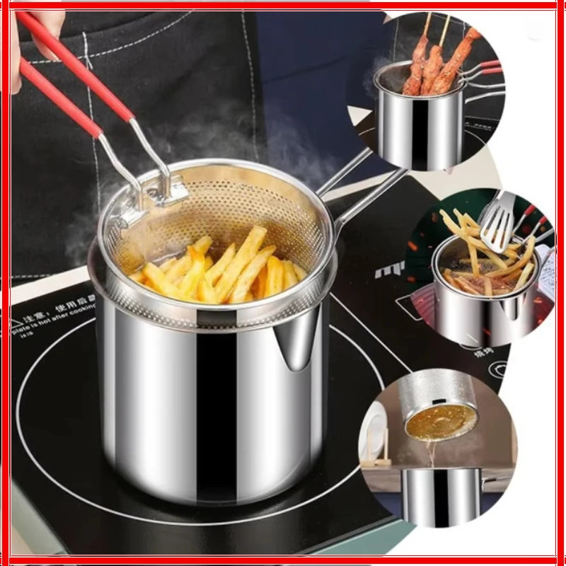 Deep Frying Pot Kitchen Fryer With Strainer Stainless Steel Tempura Fryer Pan Fry Pot Chicken Fried Chicken Cooking Tools Zpaxo