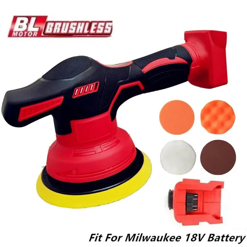 Fit Milwaukee 18V Battery Cordless Car Polisher 8 Gears Electric Auto
