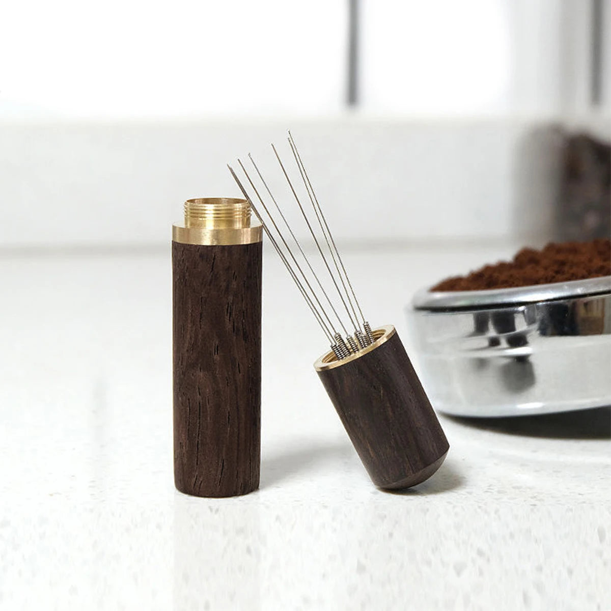 6-Needle Espresso Distribution Tool – WDT Wood Handle