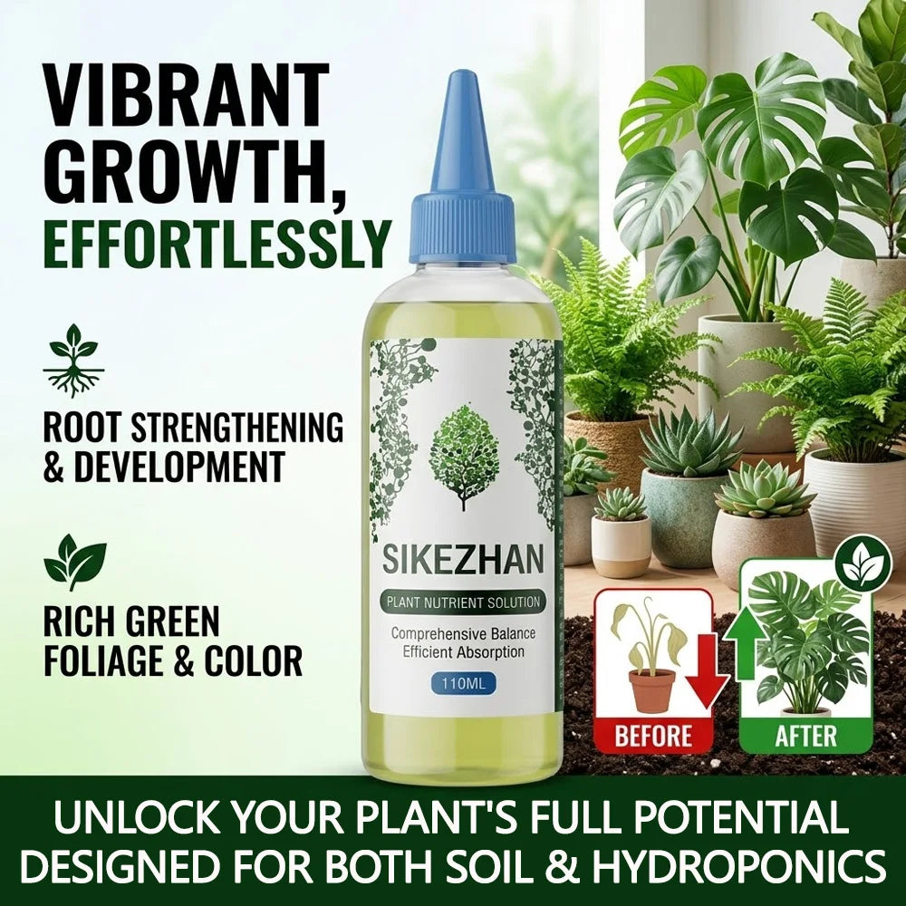 SIKEZHAN 110ml Plant Nutrient Solution Liquid Fertilizer for Soil & Hydroponics Rapid Root Growth Booster Indoor Plant Food Zpaxo 3PCS