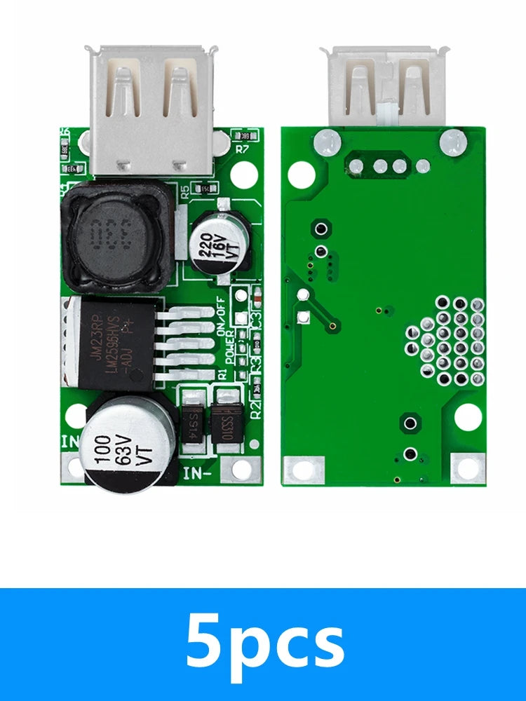 LM2596HV LM2596HVS 5V DC-DC Step Down Buck Converter Module 9V 12V 24V 36V 48V to 5V 3A USB Charger Module Board Zpaxo 5pcs