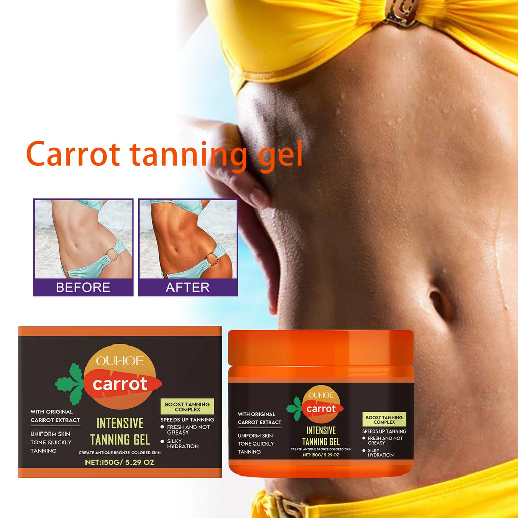 Carrot Oil Tanning Accelerator Gel 150g Fast Deep Bronzing Lotion with Tropical Scent Hydrating for Beach Pool Dark Tan Achiever Zpaxo