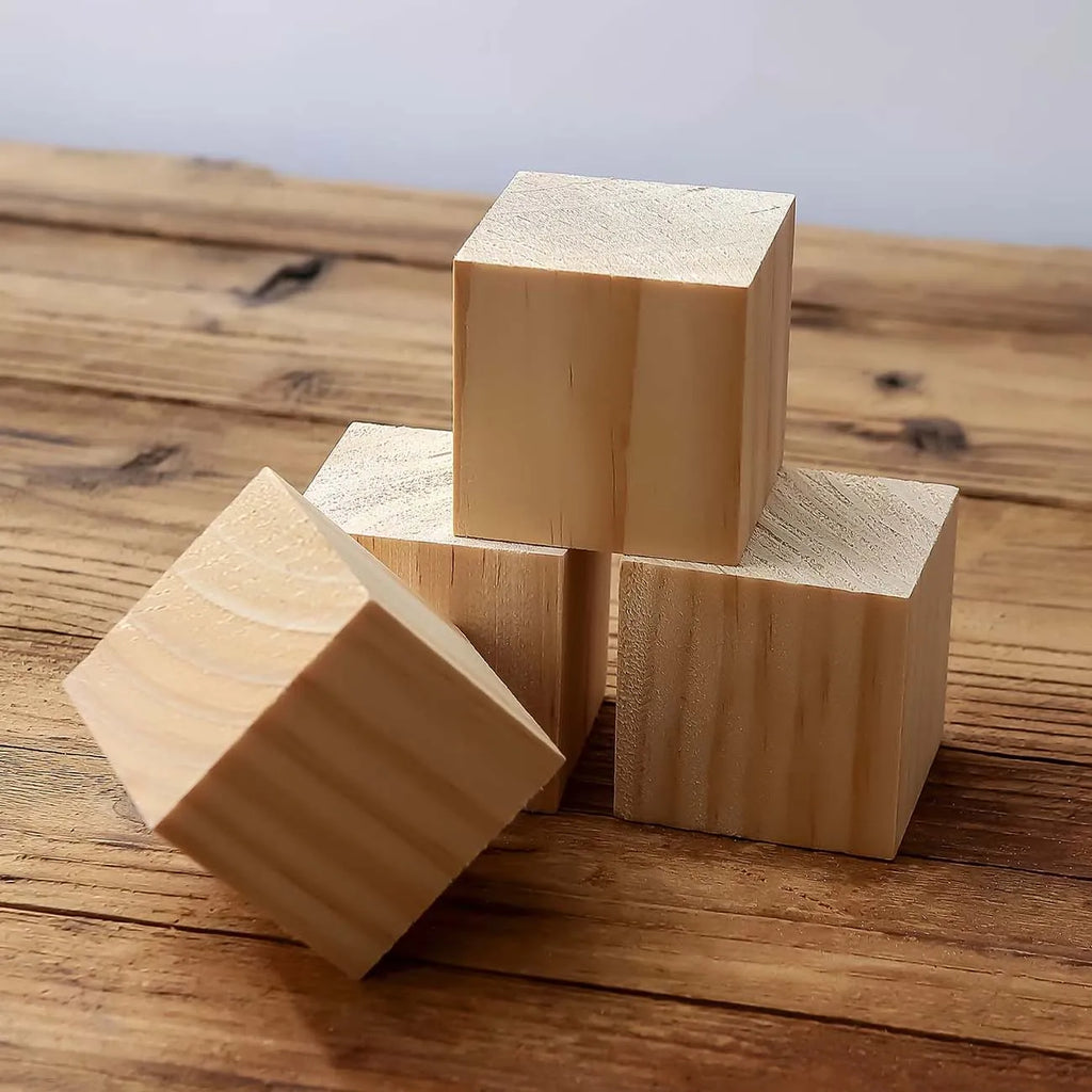 4-Pack 4CM Wood Cube Blocks – DIY Craft, Painting & Models Wood Craft Blocks Zpaxo