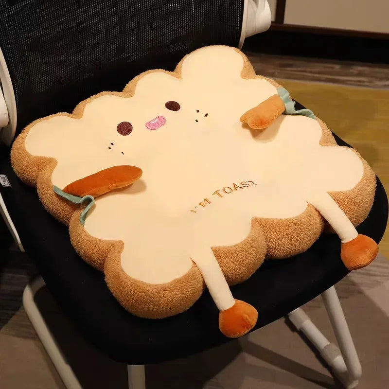 Comfy Cartoon Toast-shaped Seat Back Cushion Washable Anti-fatigue