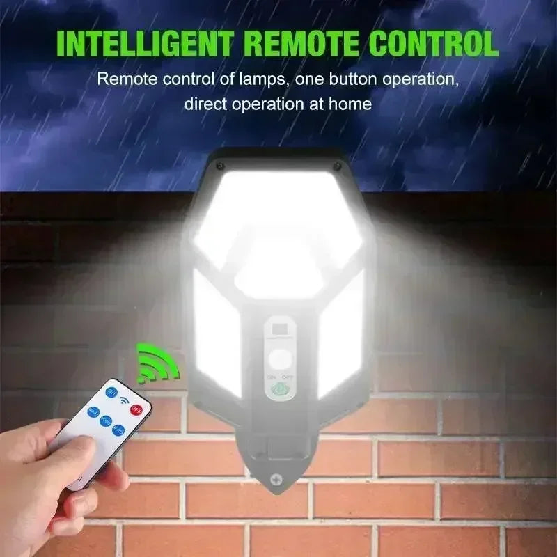 LED Solar Outdoor Wall Light – 55LED Motion Sensor & Remote
