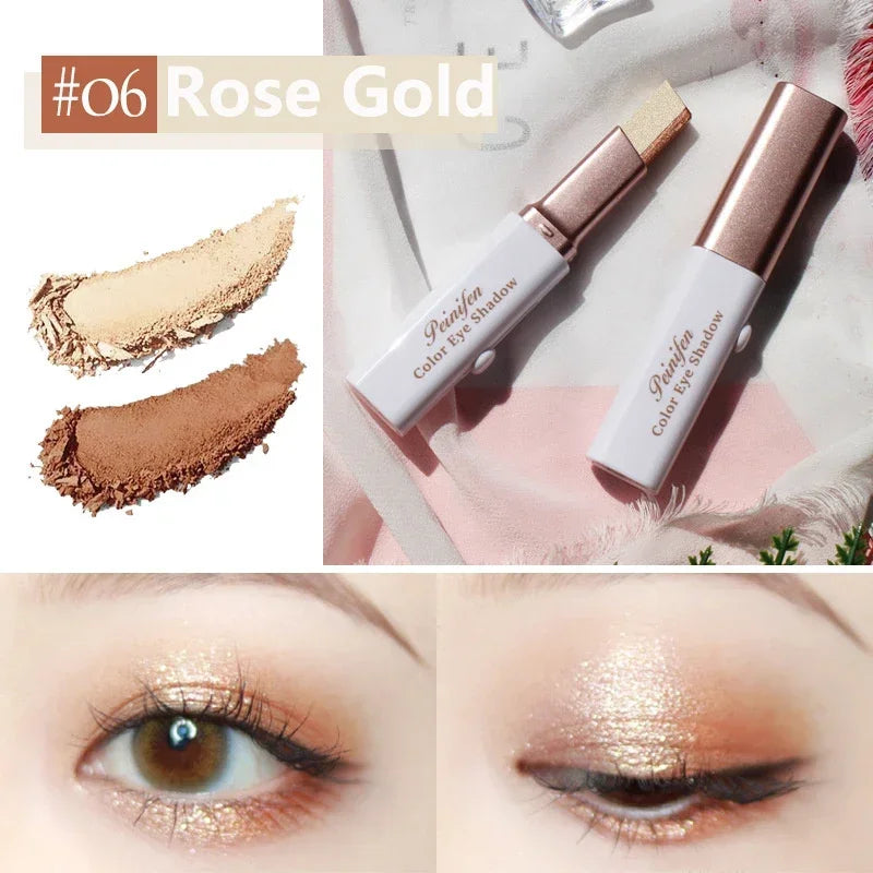 1 Pearly Glitter Highlighter Eyeshadow Stick Waterproof Long Lasting Zpaxo 06 Rose Gold-1pcs