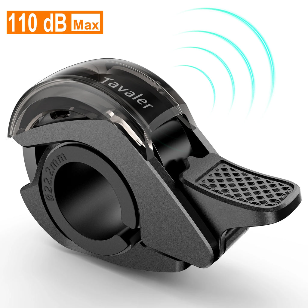 Tavaler New Upgrade Bicycle Bell PC Waterproof Anti-Slip Textured Safety Road Scooter 110dB Max Crisp MTB Outdoor Bike Accessory Zpaxo black Q06