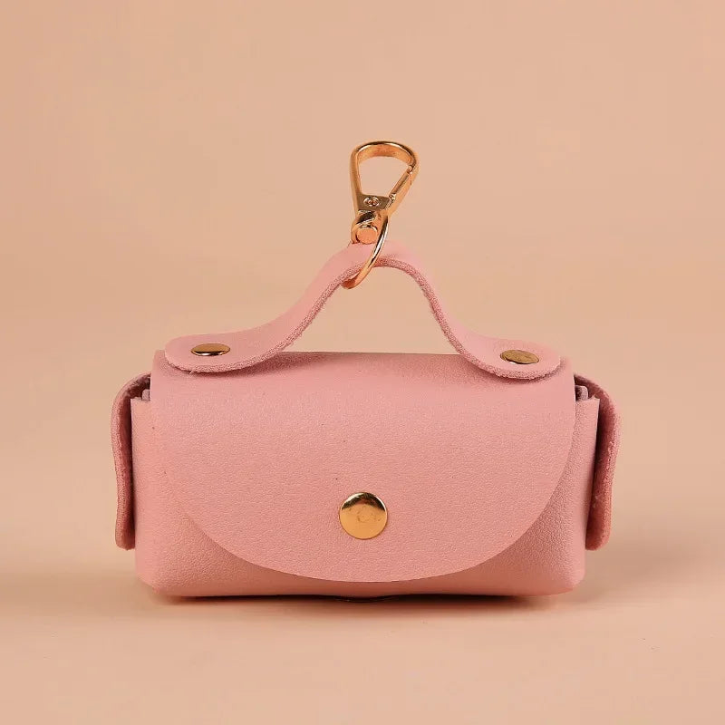 Stylish Pet Bag Holder Faux Leather Pet Poop Bag Holder with Dispenser for Dog Bags Portable Dog Poop Bag Organizer Supplies Pet Zpaxo Pink
