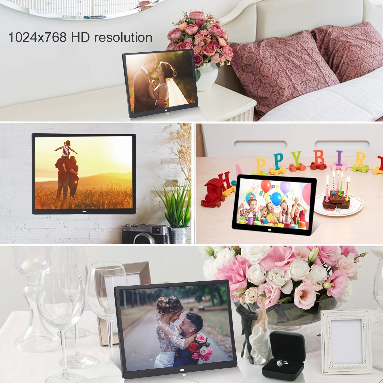 1024x768 Digital Frame HD Photo Resolution Support MP3 MP4 Image