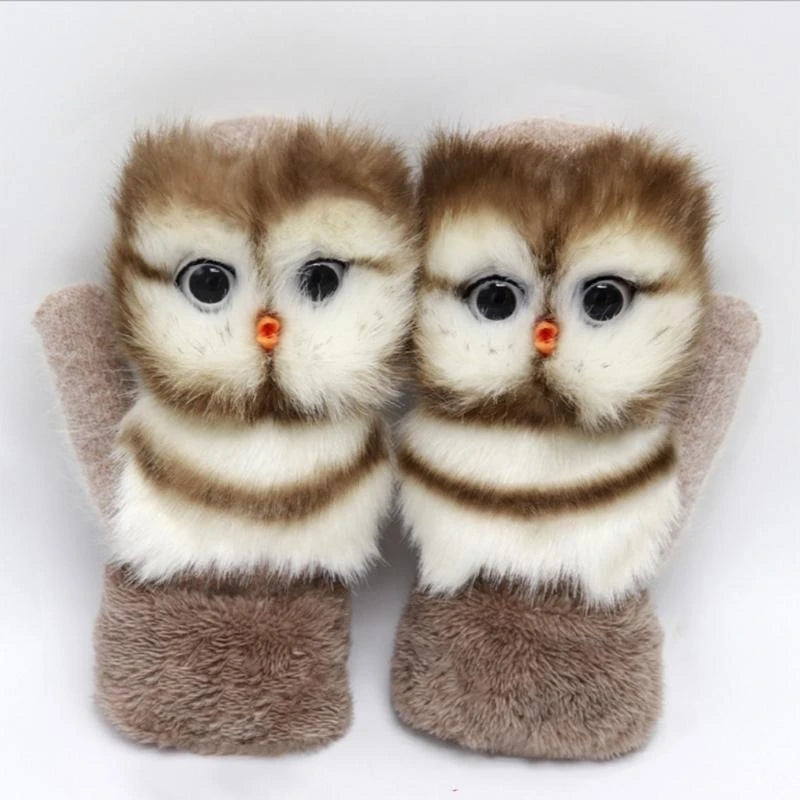 Cartoon Gloves Kids Knit Winter Mittens Kid Animal Plush Mitts Zpaxo