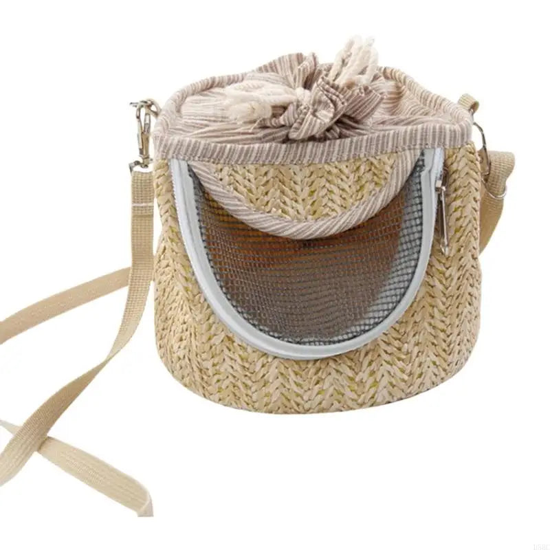 Ventilated Small Animal Carriers Bag Safety Zipperd Breathable Straw