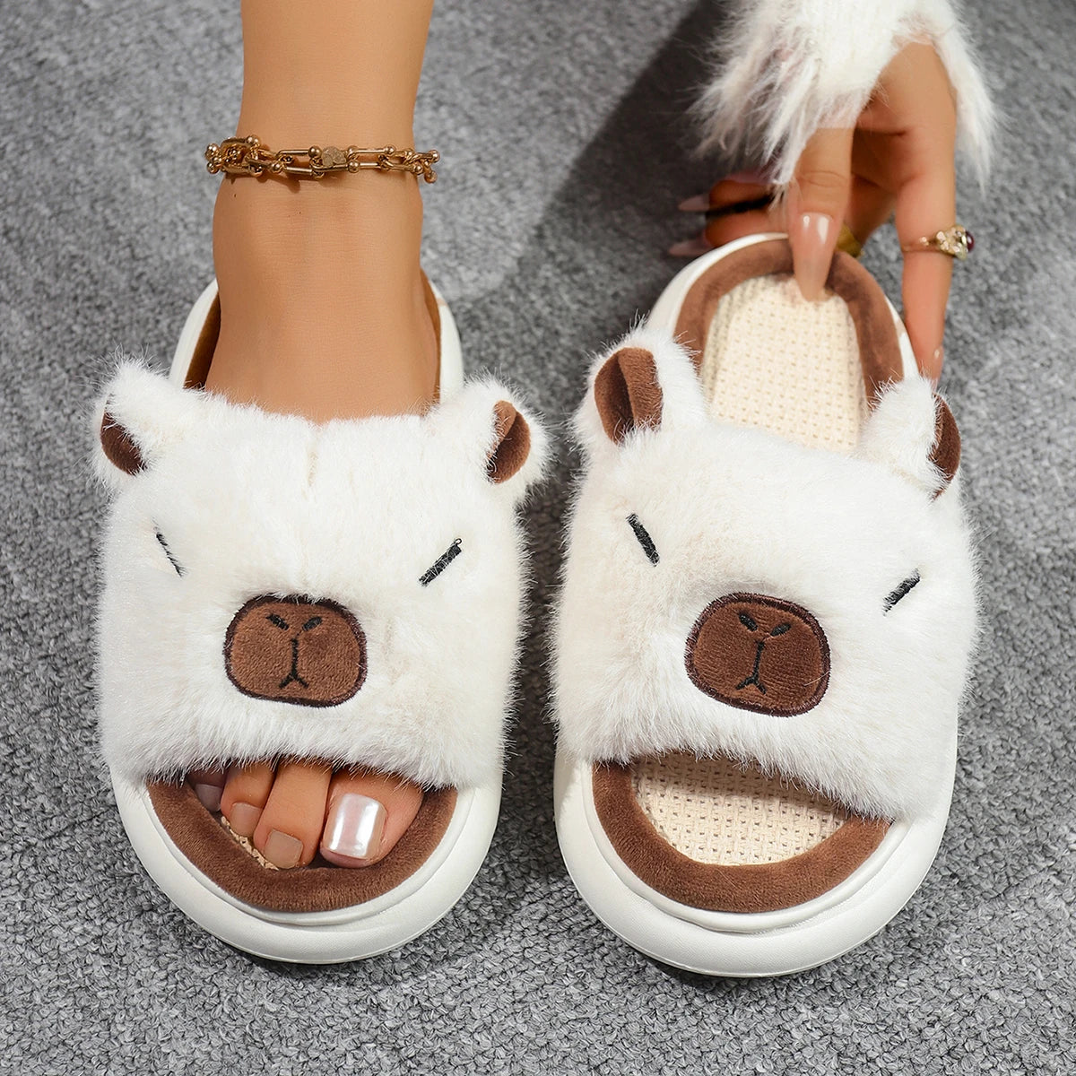 Women Home Slippers 2025 Fashion Linen Slides Comfortable Platform Zpaxo WHITE 36-37