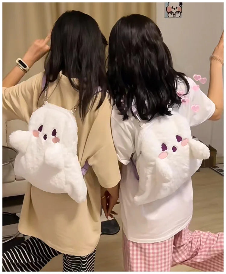 Halloween Ghost Plush Cartoon Backpack – Cute Casual Bag