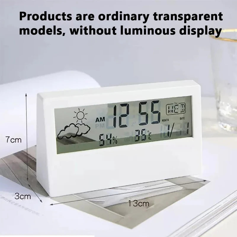 LED Thermometer Thermo-Hygrometer Multifunction Electronic Clock Temperature Humidity Meter Weather Station for Home With Alarm Zpaxo Type 1