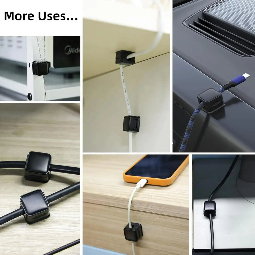 Magnetic Cable Clips Organiser Adjustable Cord Holder Under Desk