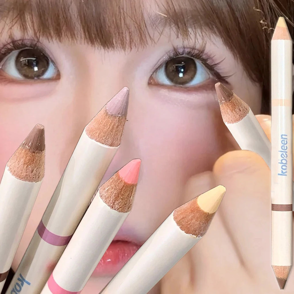 Dual-Ended Aegyosal & Highlighter Pencil Nude Pink Brighten Waterproof Lying Silkworm Pencil for Under Eye Shadow Makeup ﻿Stick Zpaxo