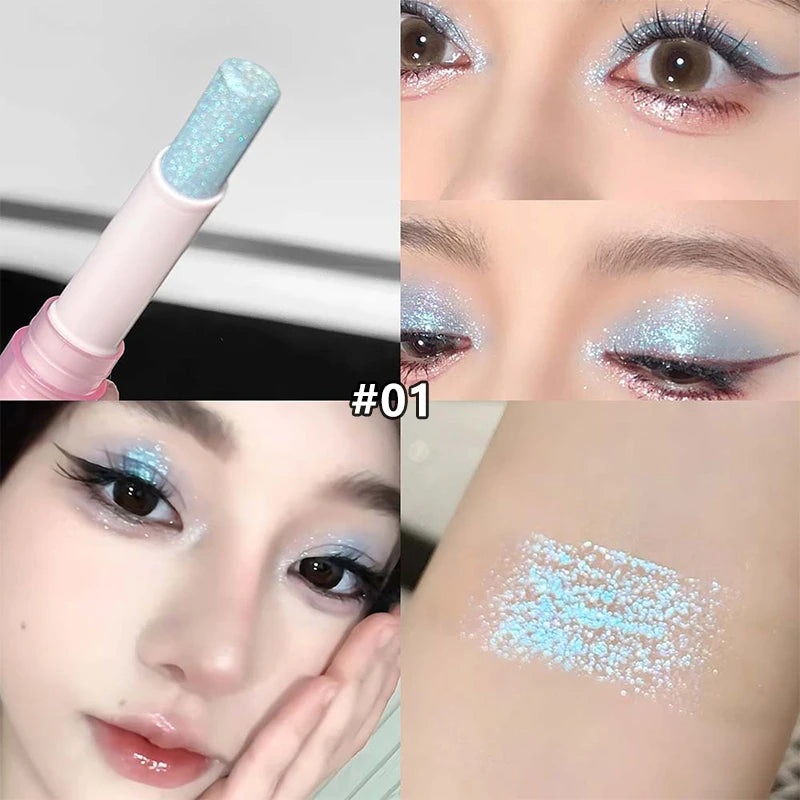 8 Colors Pearlescent Jelly Eyeshadow Stick Shimmer Brightening Highlighter Shadow Stick Waterproof Lasting Eyeshadow Makeup Zpaxo 01