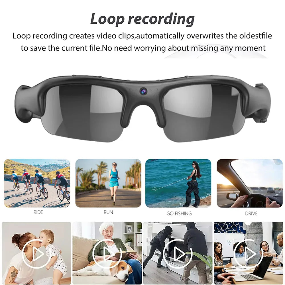 HD 1080P Mini Glasses Camera Portable Outdoor Security Sports DV Video Recorder Surveillance Camcorder For Driving , Riding Cam Zpaxo