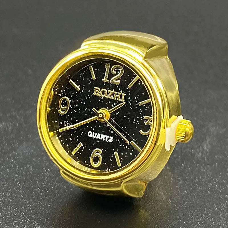 RetroGem New Fashion Personality Ring Watches Adjustable Women's Party Banquet Jewelry Finger Accessories Rings Gifts for Women Zpaxo black