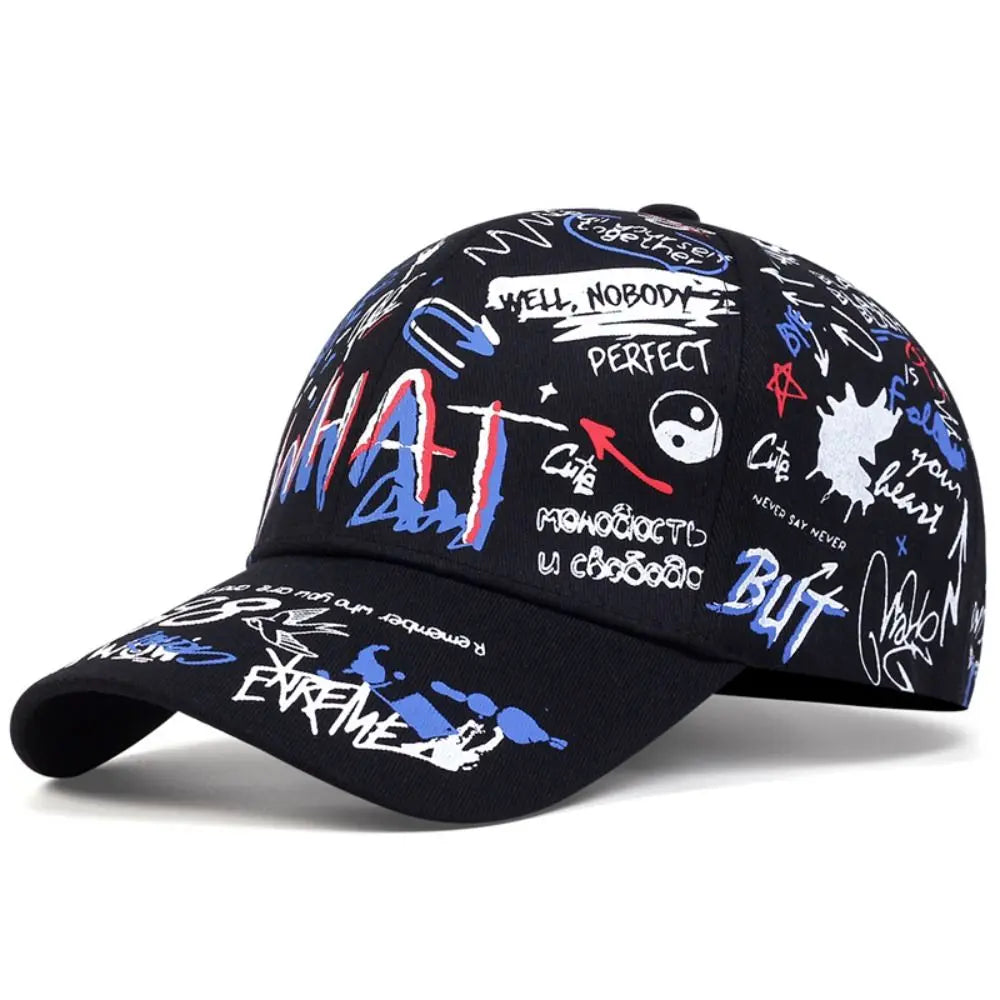 Casual Hip Hop Baseball Cap Print Letter Graffiti Sun Hat Adjustable Outdoor Snapback Hat for Men Women Zpaxo