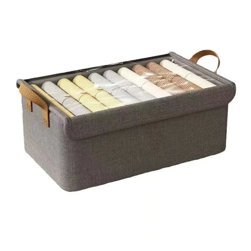 New Steel Frame Clothing Storage Box Cover Foldable Clothing Storage Box Household Moisture proof Pants Storage Basket Zpaxo
