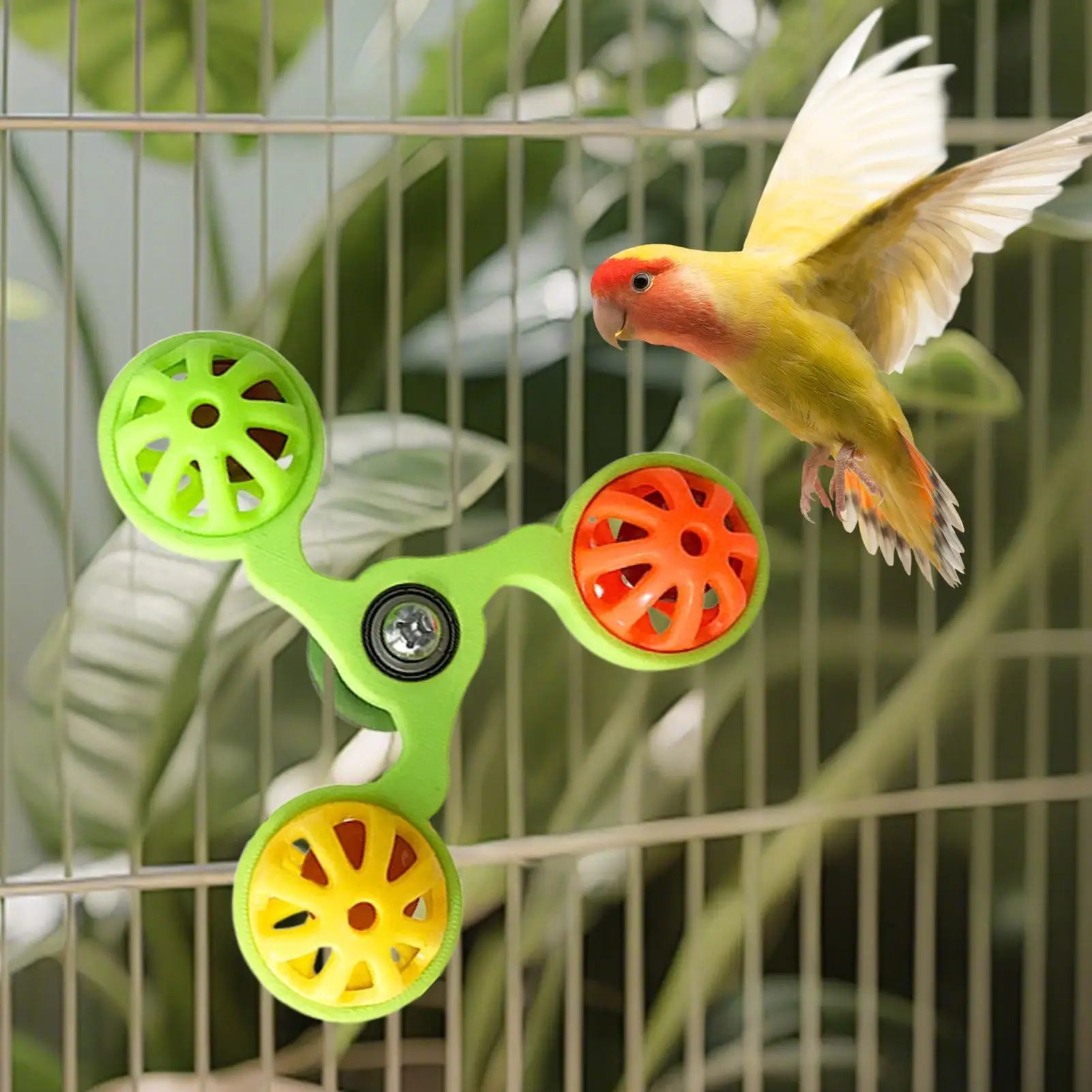 Rotating Windmill Parrot Toy – Bell Bird Cage Enrichment Bird Cage Toy Zpaxo