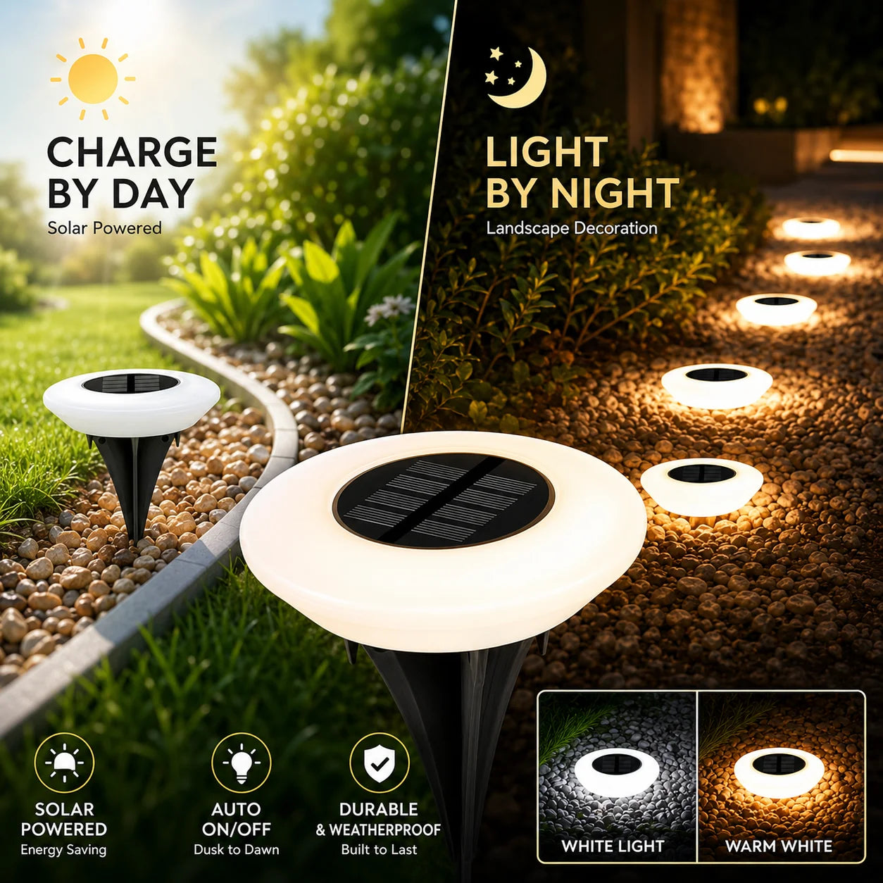 1/2Pack Solar Ground Lights,14LED Waterproof Outdoor Landscape Light, LED Lawn Lamp, for Garden Pathway Yard Deck Camping Decor Zpaxo
