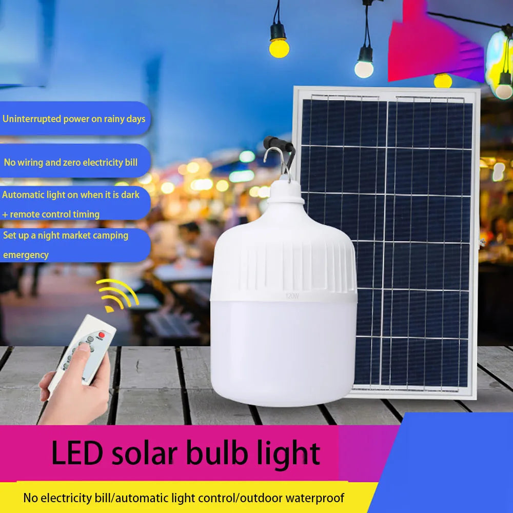 150W Solar Panel Bulb Emergency Led Light Remote Flashlight Lantern Zpaxo