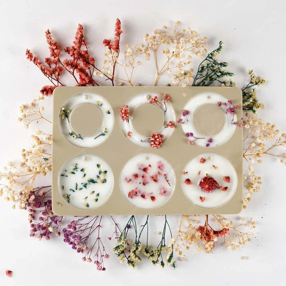 1PC DIY Silicone Clay Aromatherapy Tablets Molds Hanging Ornaments Wax Molds Flower Soap Mold Craft Accessories Soap Mold Zpaxo