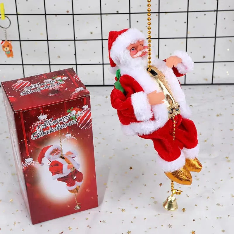 Christmas Electric Santa Claus Toy Climbing Chimney Beads Ladders
