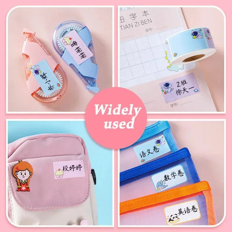 School Office Supplies Cartoon Sticker Waterproof Tear Resistant Name