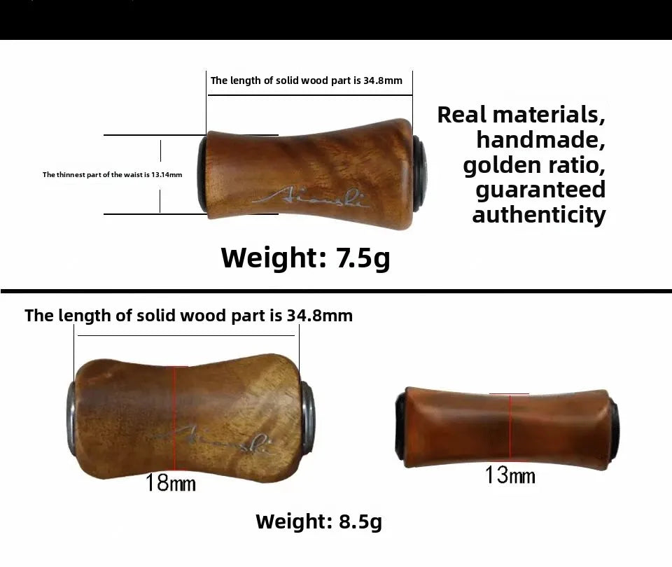 Solid Wood Handmade Fishing Reel Handle – Baitcasting Grip Knob